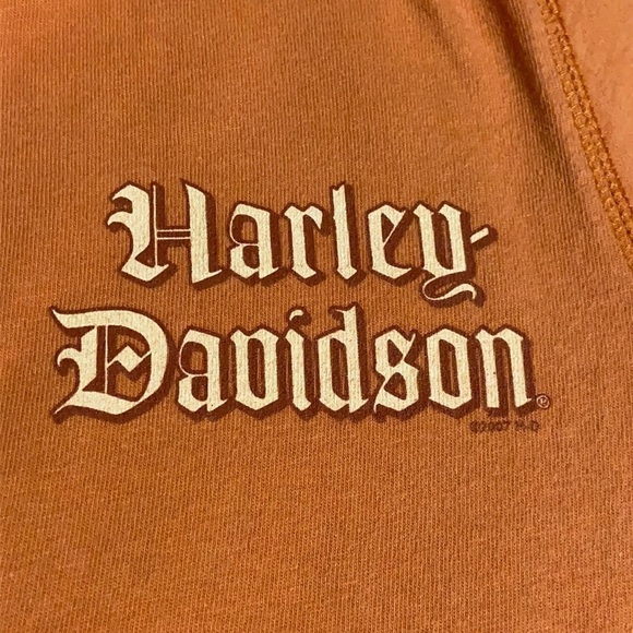 WOMEN’S 2007 heritage harley davidson v-neck hoodie sweater orange size M - Picture 6 of 9